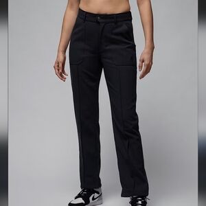 NIKE JORDAN | Women's Black Woven Straight Leg Zip Up Hem Trousers